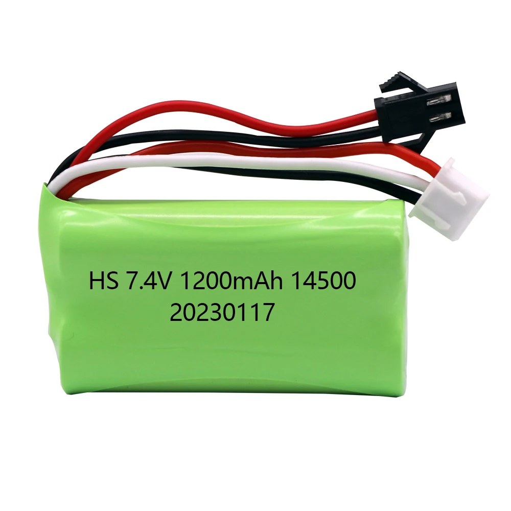 7.4V 1200mAh Li-ion Battery For MN45 WPL D12 D90 RC Car Boat Gun 7.4V Lipo Battery With Charger RC Car Accessories 14500 SM PLUG