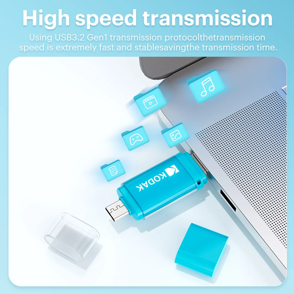 KODAK K200 USB Flash Drive Type C 3.2 Dual Interface Pen Drive 32GB 64GB 128GB 256GB Portable Memory Stick