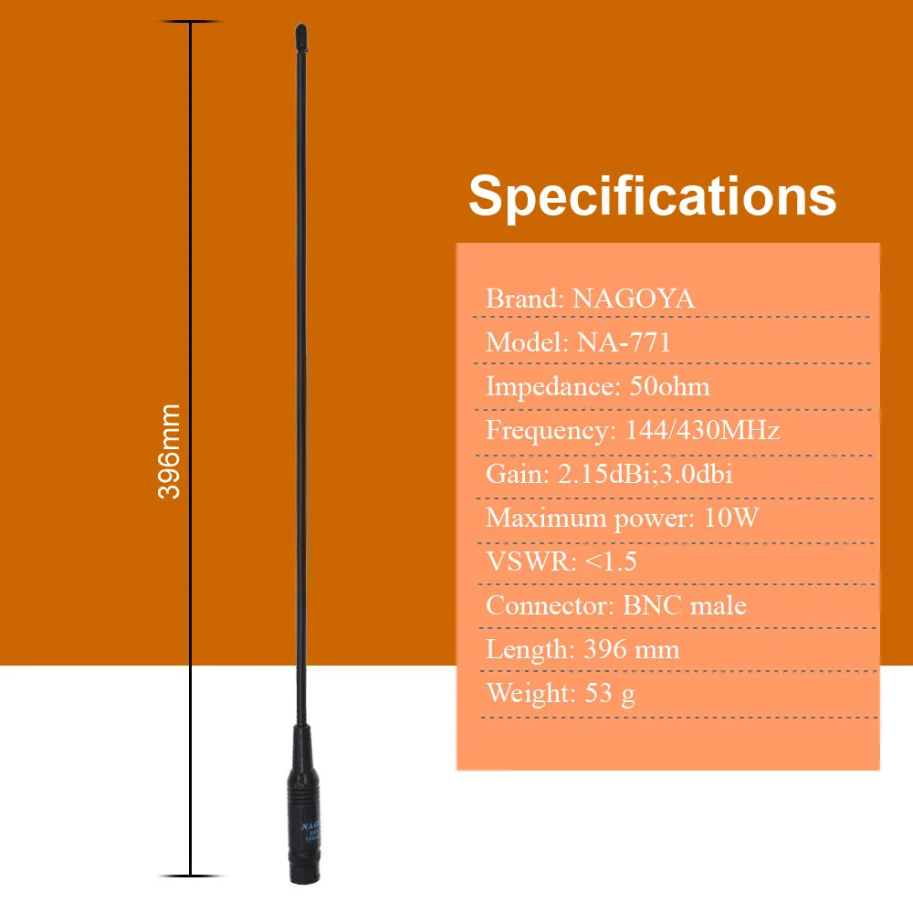 NAGOYA-Antena de Rádio em Dois Sentidos, NA-771, BAND DUAL, 144 MHz, 430MHz, U/V, BNC, IC-V8, IC-V82, IC-V85, TK308, Novo