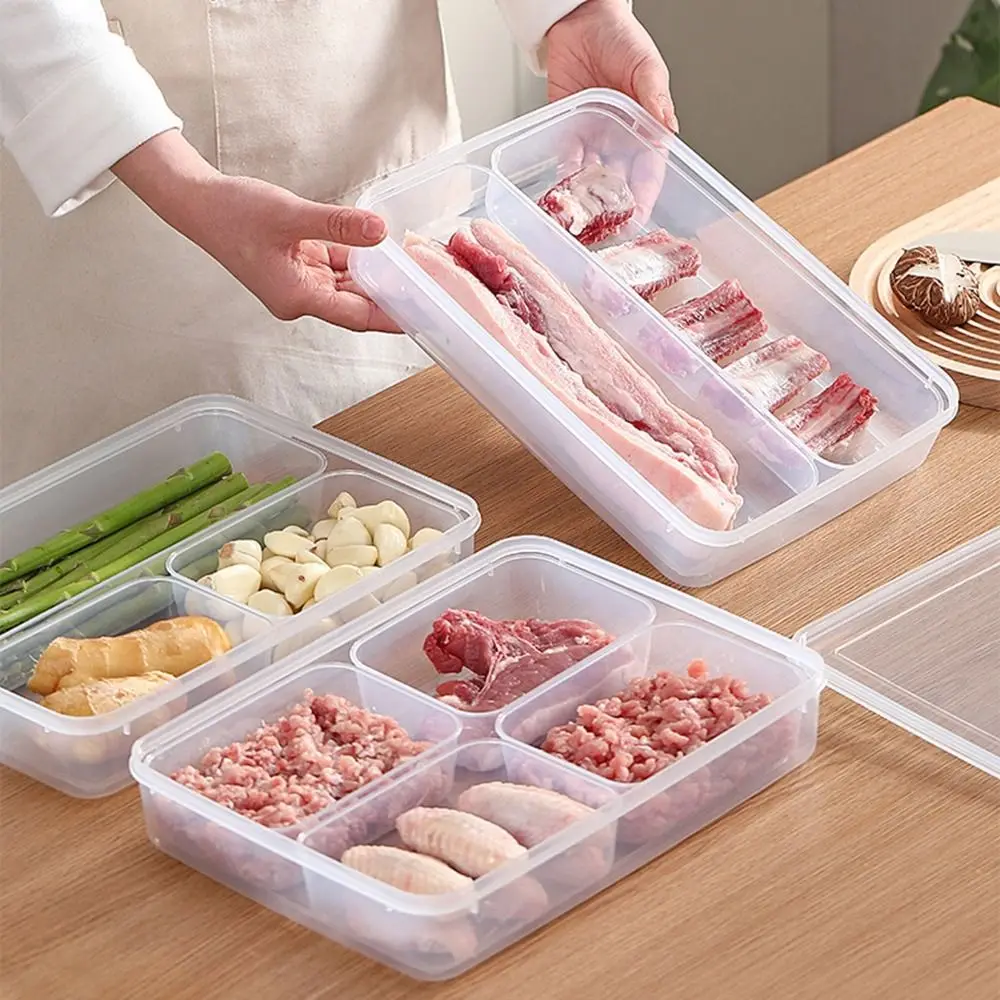 Practical Plastic Refrigerator Storage Box Large Capacity Sealed Frozen Meat Box Fresh-keeping with Lid Fridge Organizer Kitchen