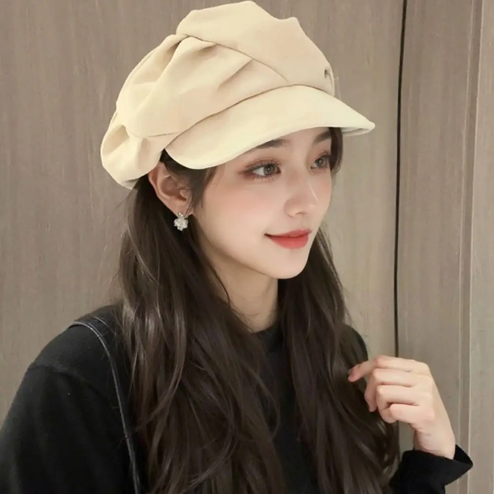 Simple British Style Cloud Beret Newsboy Cap Korean Style Octagonal Hat Cloth Artist Hat Painter Hat Ladies