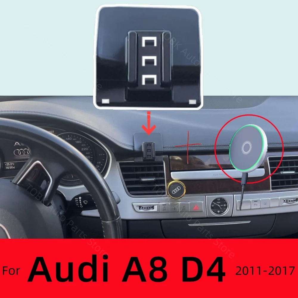 

Magnetic Car Phone Holder for Audi A8 D4 2011-2017 2014 2015 2016 Wireless Charging Special Fixed Bracket Base MagSafe Mount