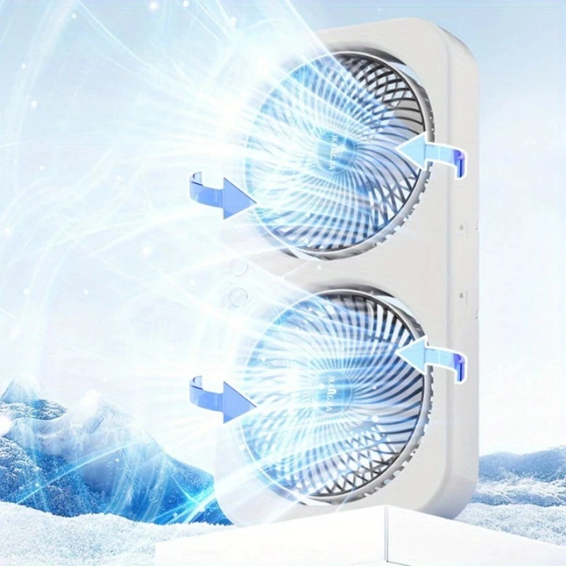 

Настольный вентилятор с двойной головкой, перезаряжаемый через USB, тихий охлаждающий вентилятор, портативный настенный 3-скоростной регулируемый циркулятор воздуха для домашнего офиса