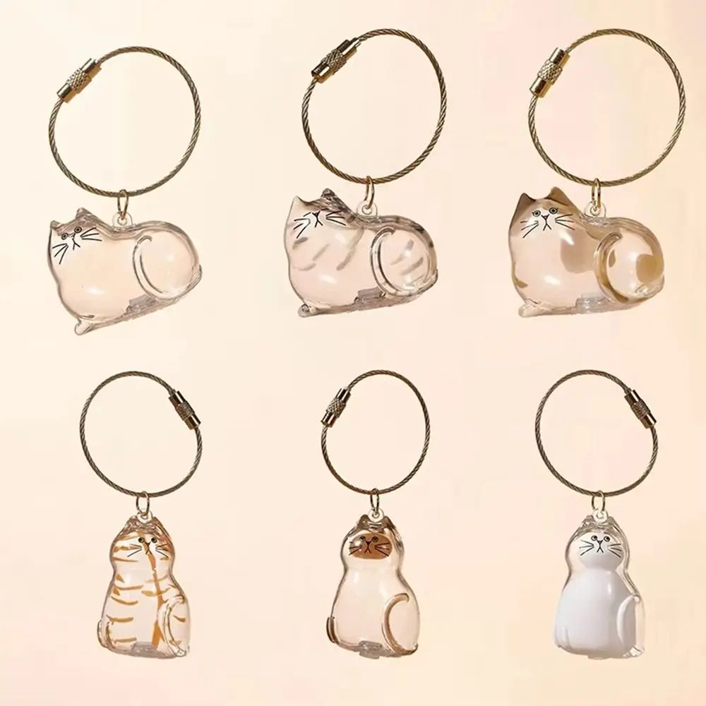 Small Ornaments Cat Fur Storage Pendant Transparent Container Cute Cat Shaped Stylish Keychain Handmade Design DIY Accessories