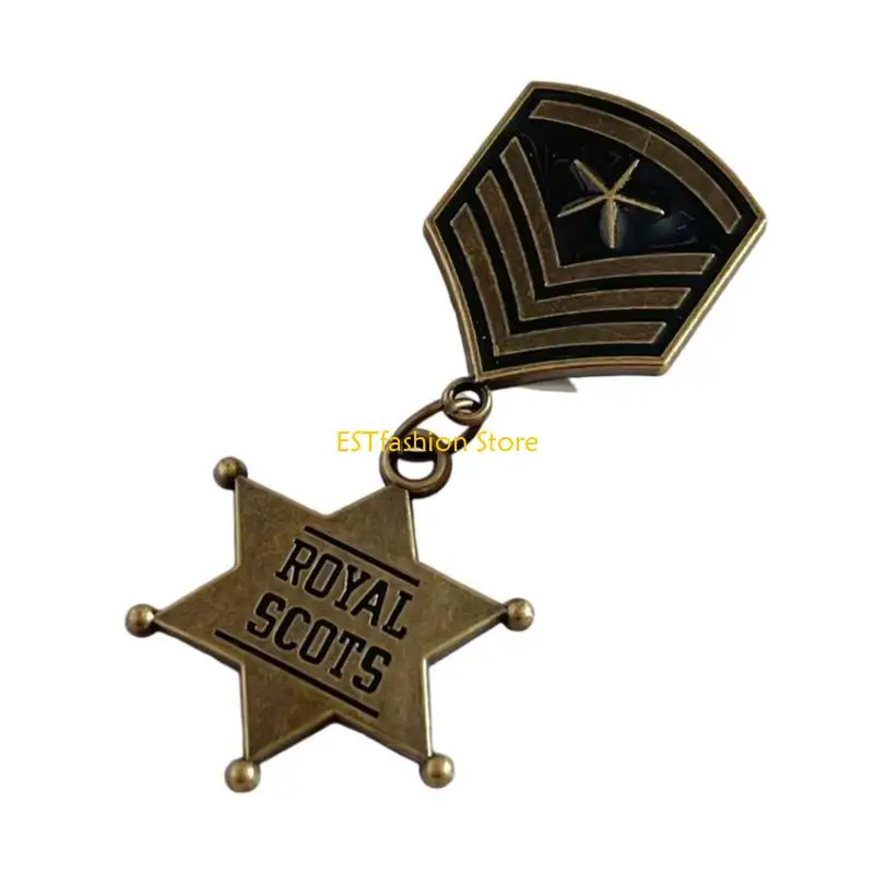 Y5GC Retro Martial Badge Distressed Brooch For Antique Enthusiasts Party Wear