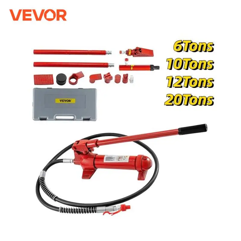 VEVOR Porta Power Hydraulic Jack Kit 6/10/12/20 Ton Sheet Metal Correction Automotive Frame Shape Repair Separation Jack Tools