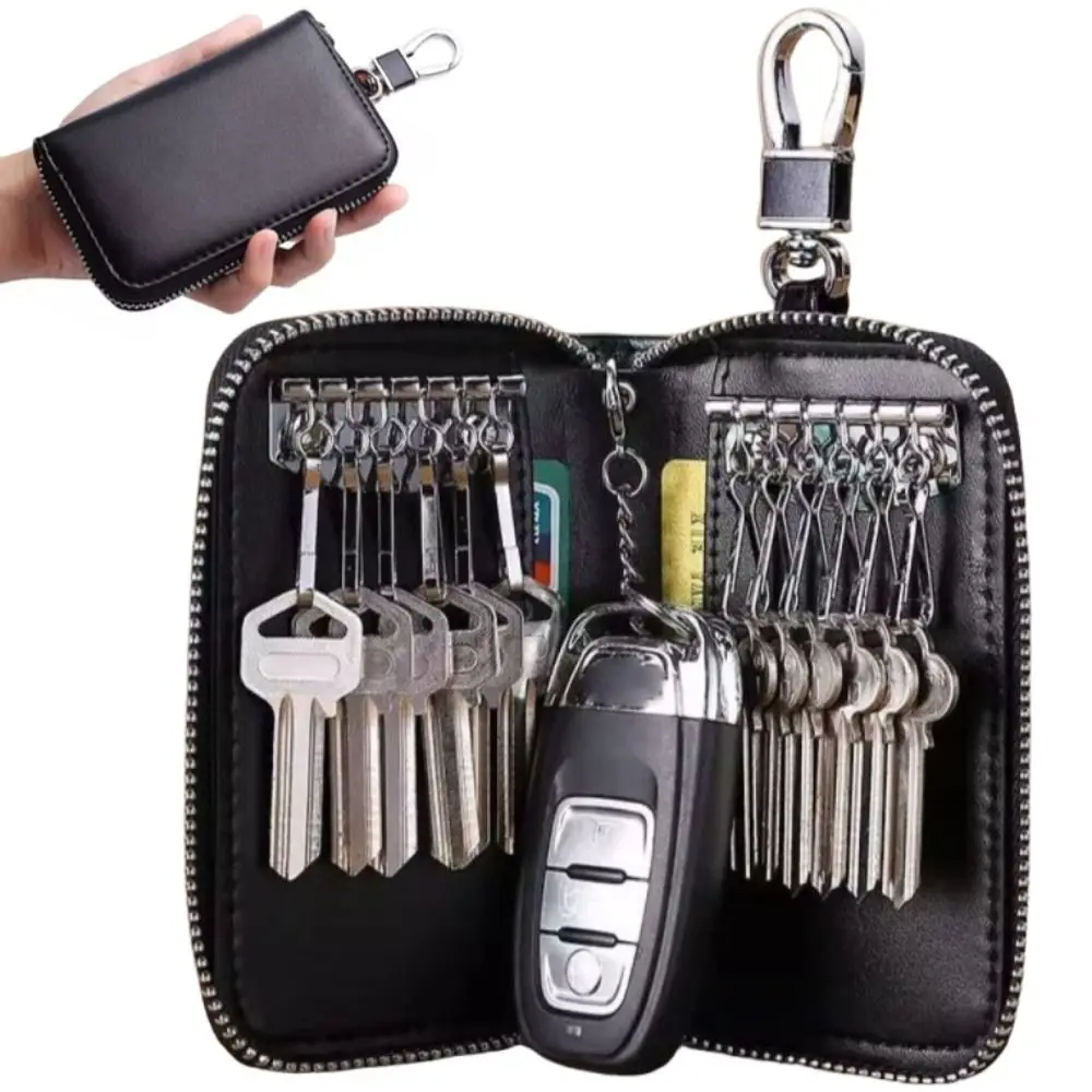 Lightweight Retro Car Key Wallet Waterproof Portable PU Key Holder Simple Card Slot Key Storage Pouch Men Women