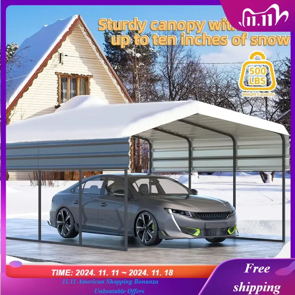 12'x20' Heavy Duty Carport, Multi-Purpose Car Shade Shelter with Galvanized Steel Roof, Upgraded Extra Large Metal Garage