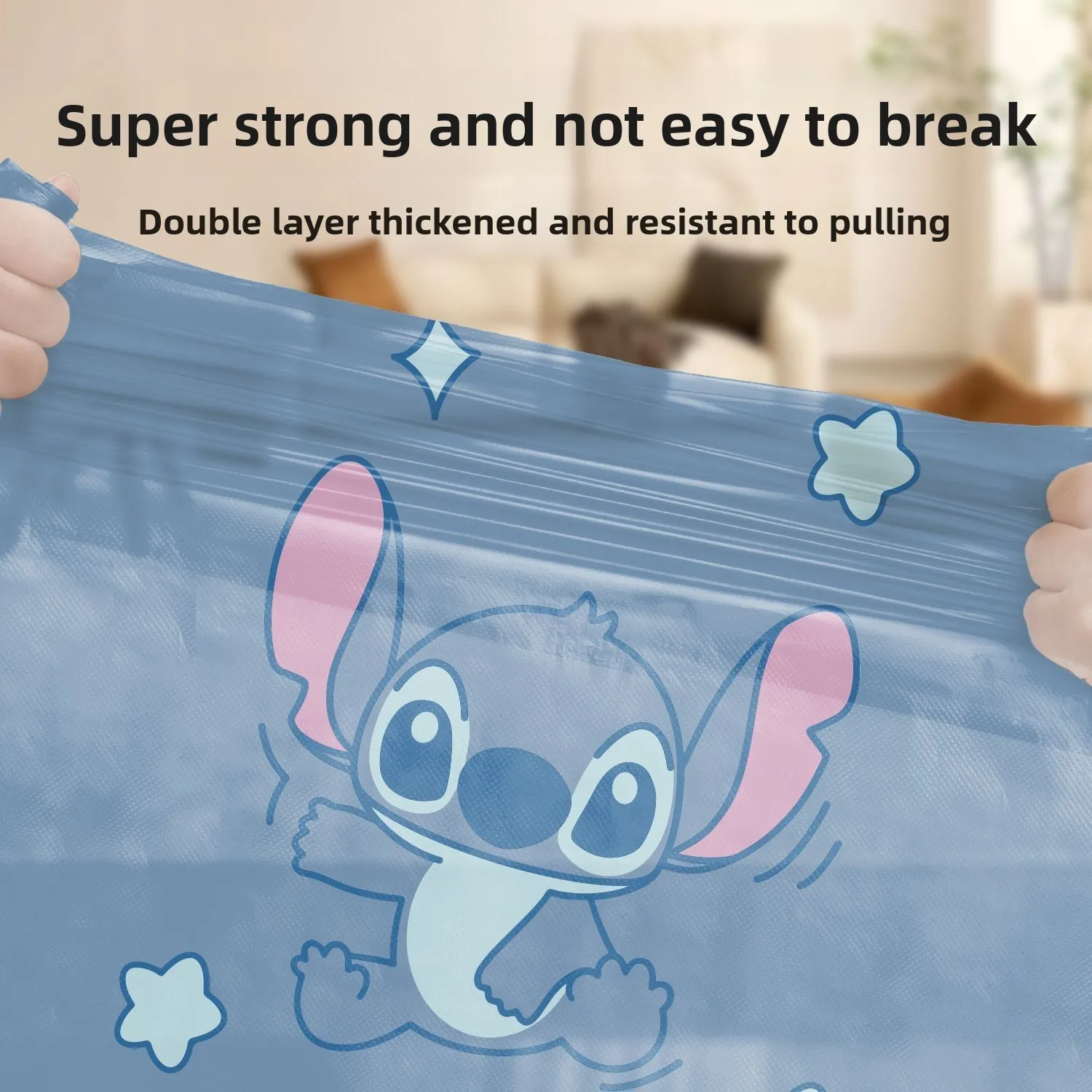 Sac poubelle de dessin animé Stitch, 24 pièces, grande capacité, épais, parfumé, mignon, sac de rangement de cuisine, périphérique Anime, vente en gros