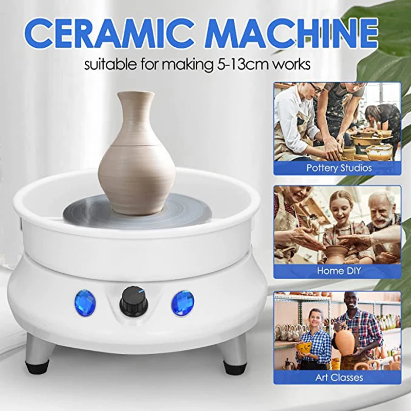 Electric Pottery Wheel Machine With Detachable ABS Basin 13cm Pottery Plate for Ceramic Working Clay Crafts DIY Hand Tools