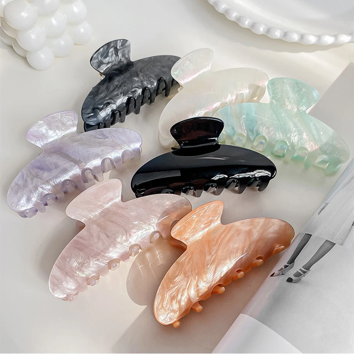 9Cm New Hair Clip For Women Tough Colorful Acrylic Hair Claw Large Size Hair Clamps Claw Clip Crab Fashion Hair Accessories Gift