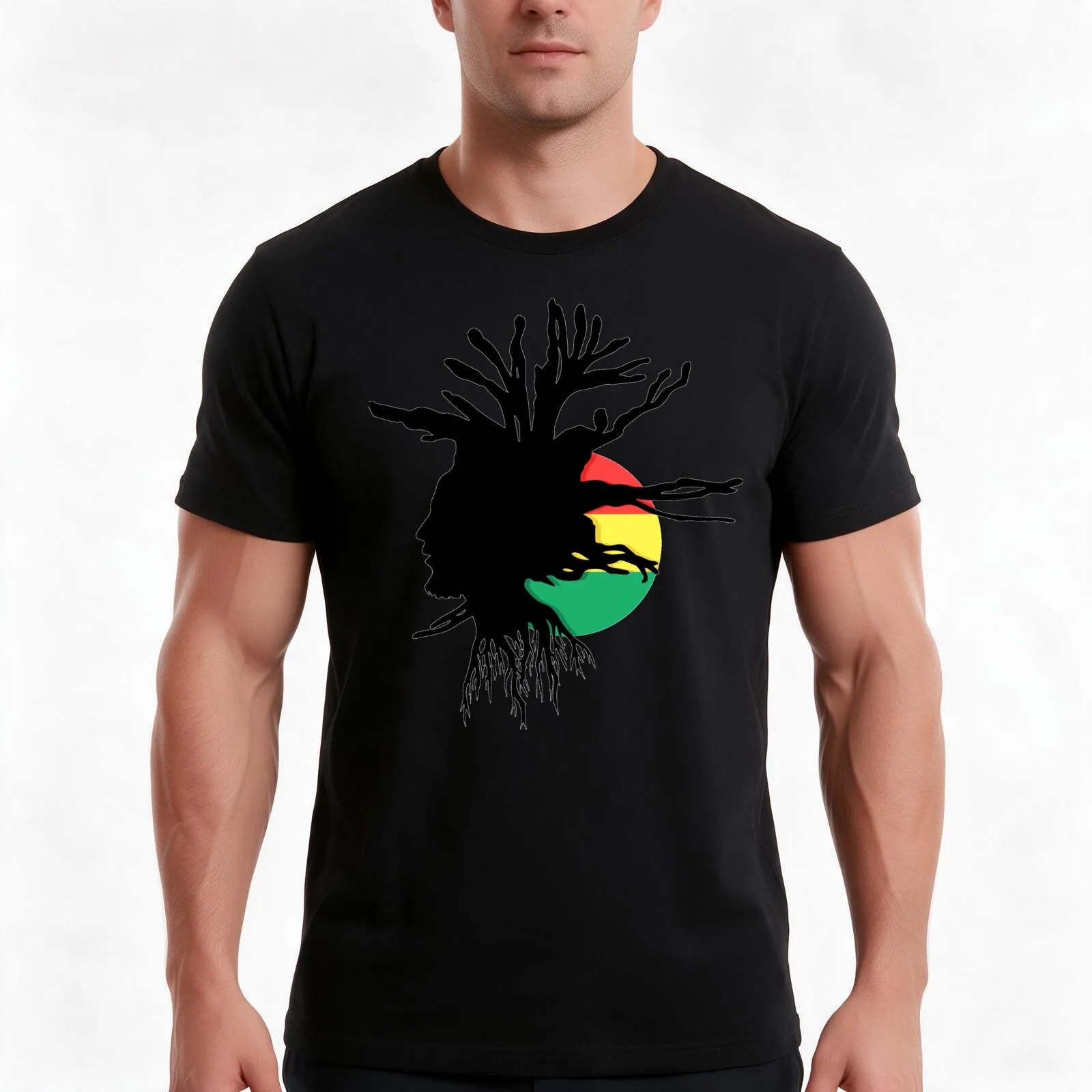 Rasta Dreads Ethiopian Flag Reggae Roots Rastafarian Jamaica T-Shirt, Summer Casual Cotton Tee, Oversized Streetwear Tops