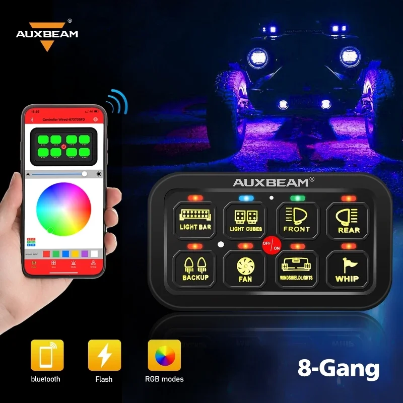 8 gangs Switch Panel RGB Switch Controller LED Light Background  APP Control Universal Electronic Power Relay System