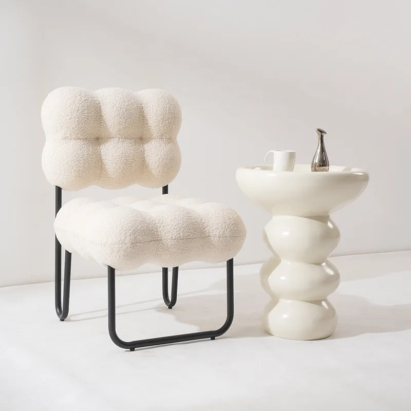 Cream Style Side Table, Wabi-Sabi Small Round Coffee Table, Designer Mini Nightstand & Sofa End Table