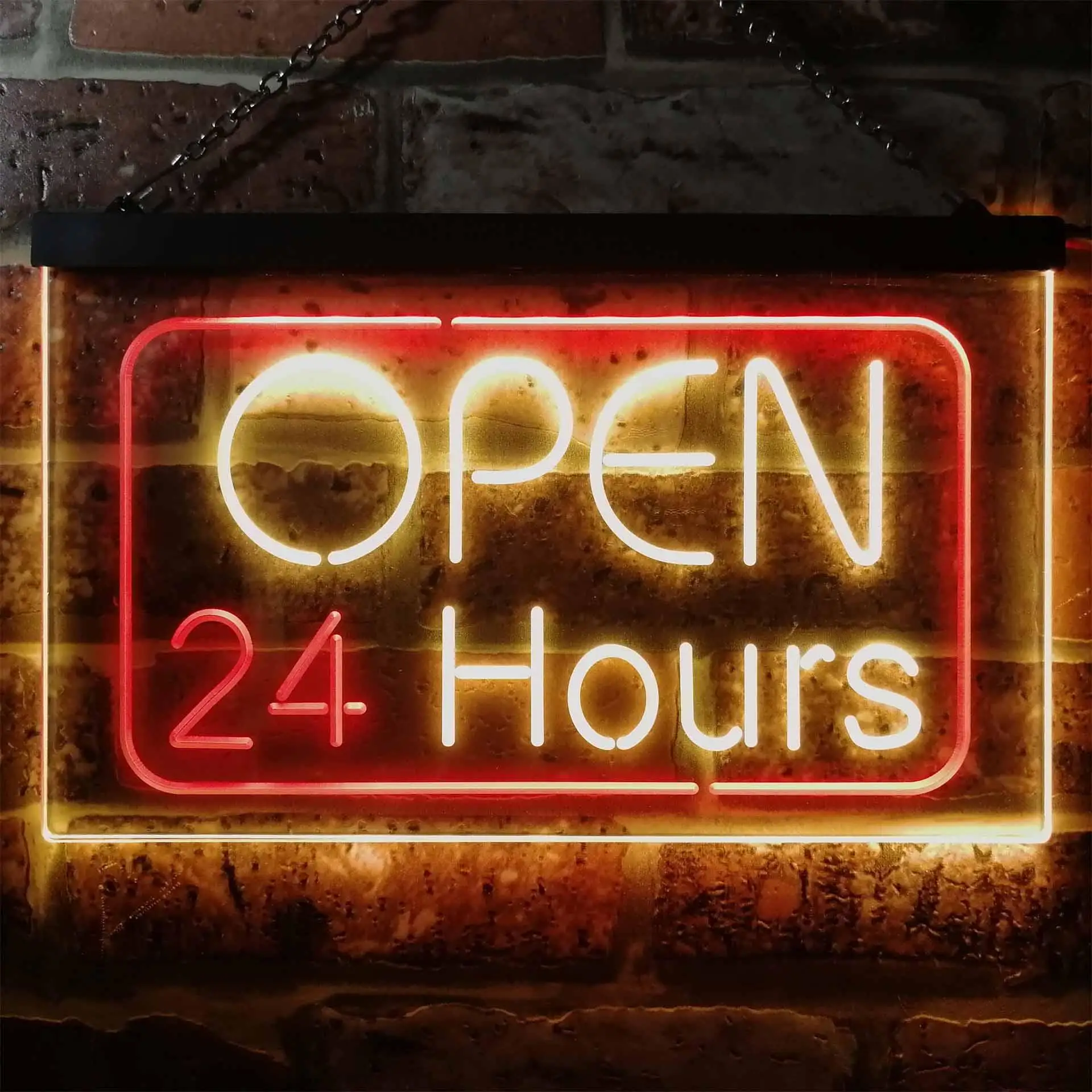 24 Hours Open Shop Overnight Dual Color Led Neon Sign st6-i2384