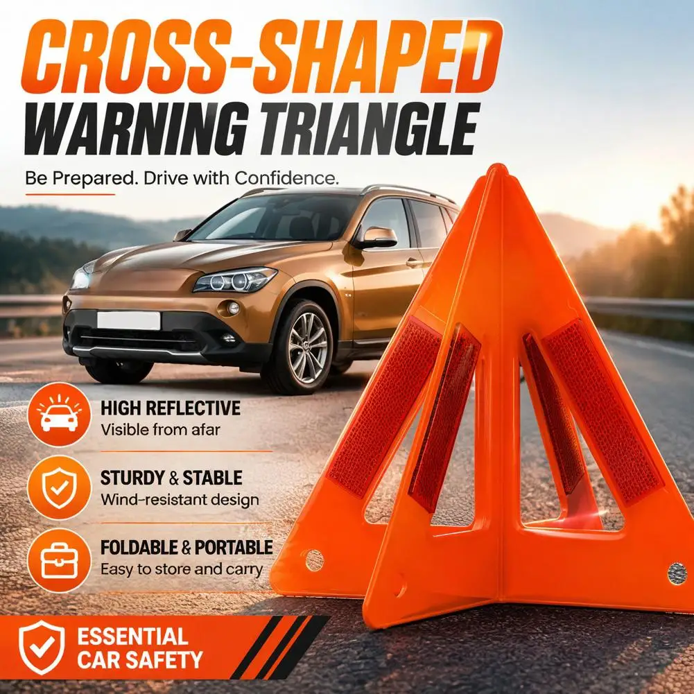 Reflective Car Emergency Warning Triangle Red Foldable Traffic Warning Sign Portable Safety Car Breakdown Warning Sign