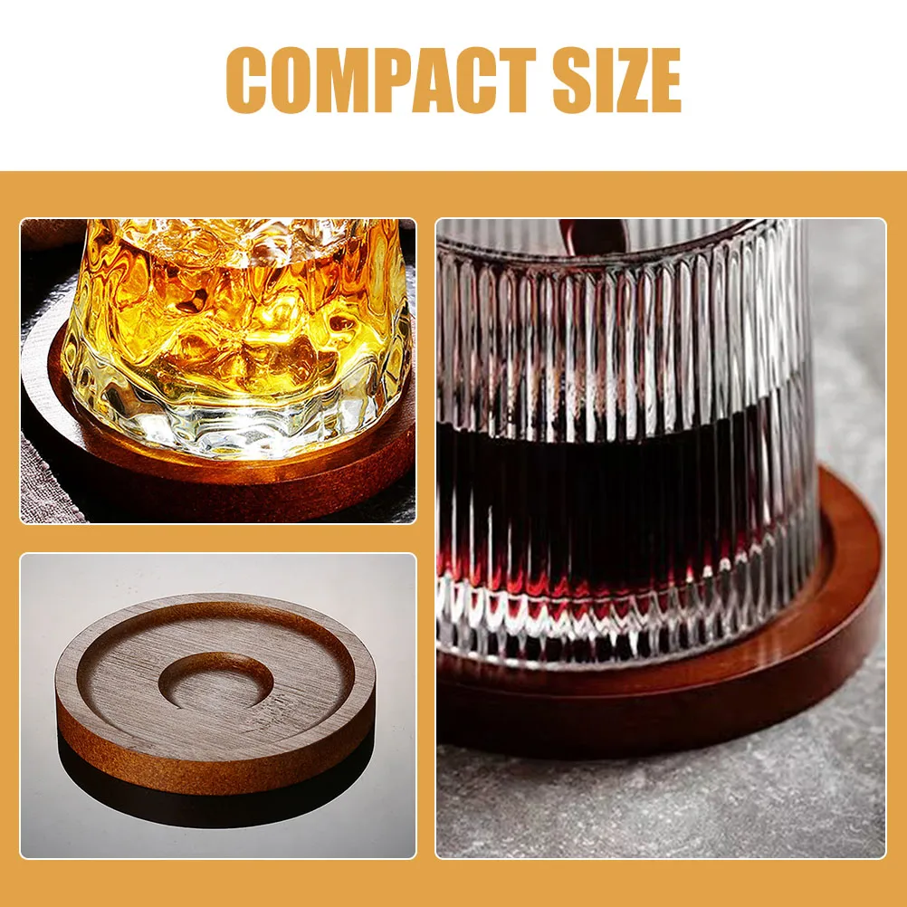 

8pcs Rotating Coaster Creative Spinning Wooden Drink Coasters Stable Support Whiskey Beer Glasses Prevent Scratch Protect Table