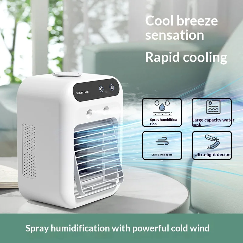 Portable Dormitory Spray Cooler with Humidification, Electric Fan, Desktop Mobile Air Cooler for Small Household Air Conditioner