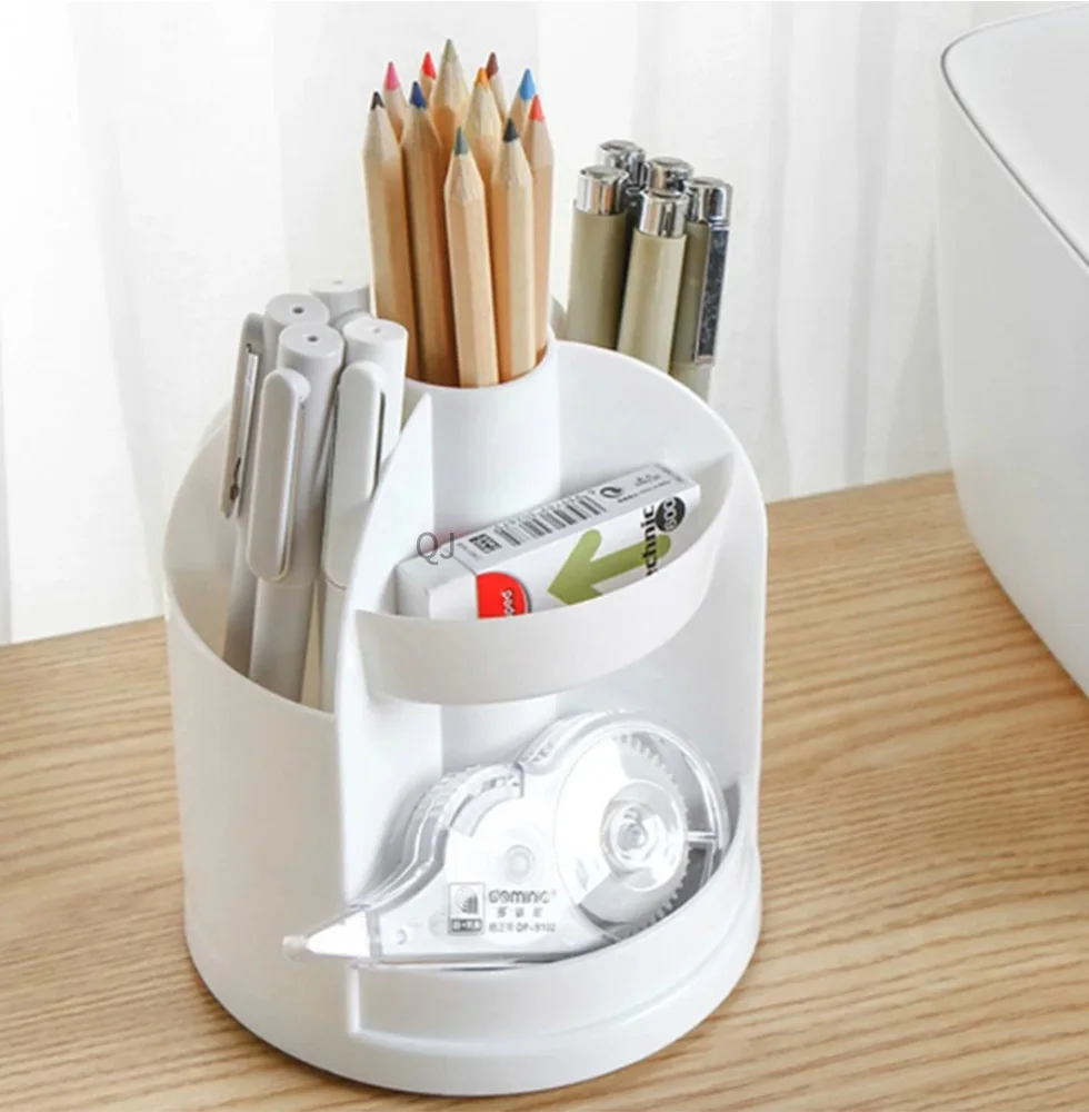 Creative rotary pen holder desktop multi grid pen holder multifunctional storage box office supplies student stationery storage