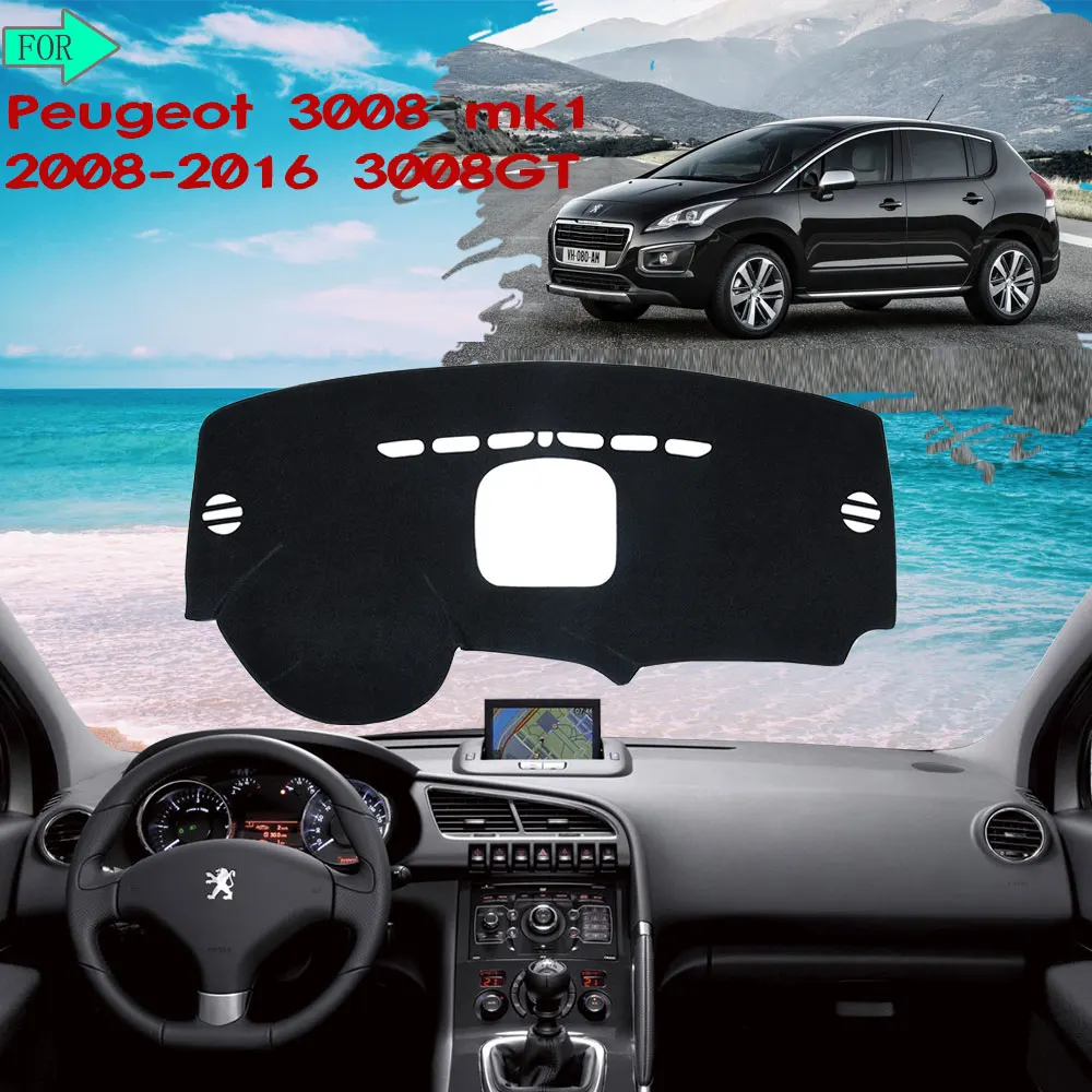 

Коврик для приборной панели автомобиля, коврик для приборной панели Peugeot 3008 2008 ~ 2016 MK1 3008GT GT 2010 2015, солнцезащитный коврик, аксессуары, товары