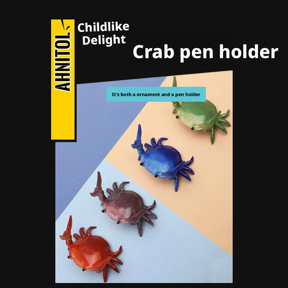 Desk Crab Glasses Pen Holder Cute Weightlifting Crab Pencil Holder for Desk Creative Desktop Organizer for Office Home School