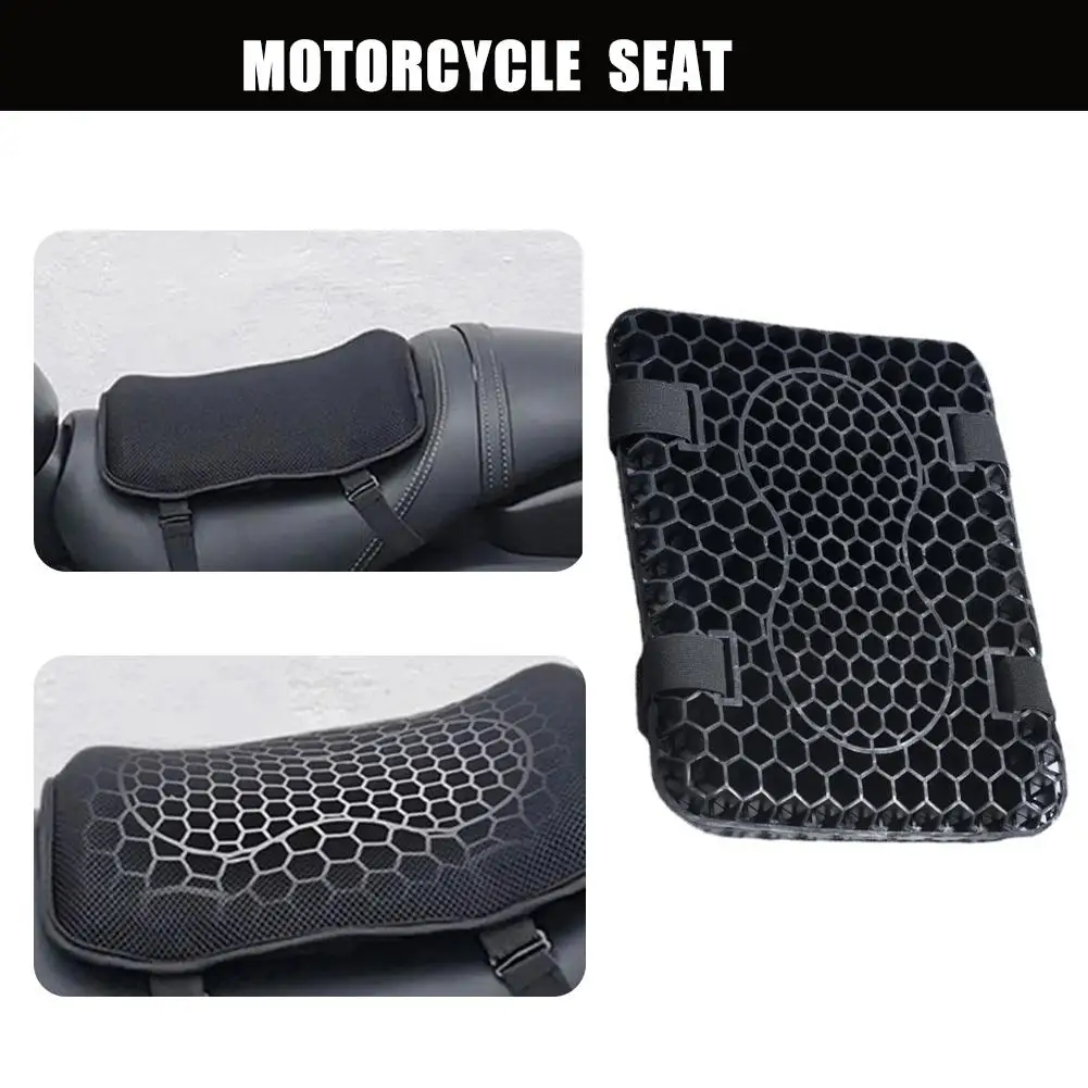 

Motorcycle honeycomb gel seat cushion 3D mesh fabricComfort Breathable Pressure Relief Damping Cushion Seat Absorbing Motor U0F7