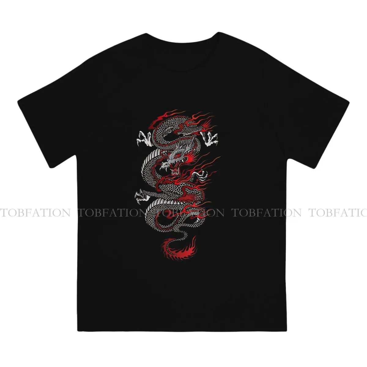 Asian Dragon Round Collar TShirt Dragon Design Pure Cotton Original T Shirt Men Tops New Design Fluffy Big Sale