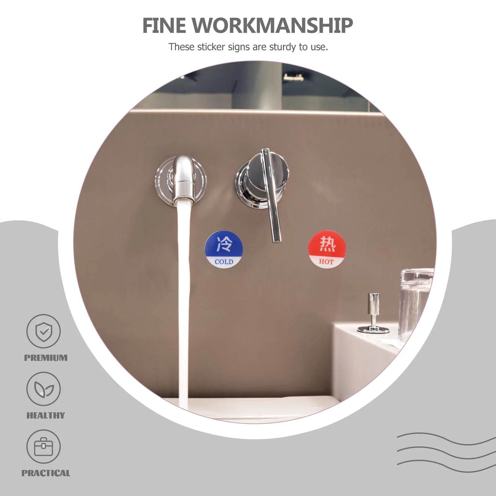 Acrylic Hot Cold Water Labels Clear Faucet Indicator Stickers Bathroom Shower Signs Decorative Durability Reliable