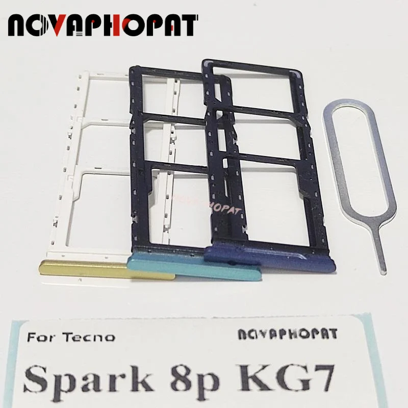 Novaphopat SIM 카드 트레이, Tecno Spark 8p KG7 KG7H KG7n SIM 홀더 슬롯 어댑터 리더 핀, 신제품