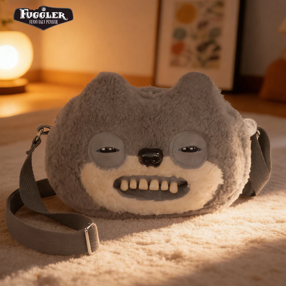 

Оригинальная плюшевая сумка-кот Fuggler без шерсти, милая сумка через плечо с большой головой, сумка-монстр с зубами, кроссбоди в коробке