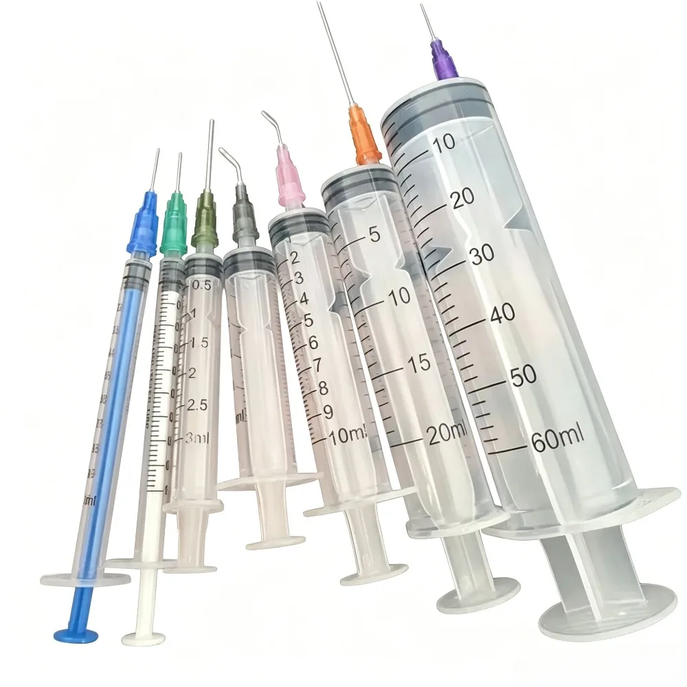 Syringe Set with Blunt Needles, Various Size1ml,3ml,5ml,10ml,20ml,60ml,Plastic, for Refilling, Measuring, Scientif