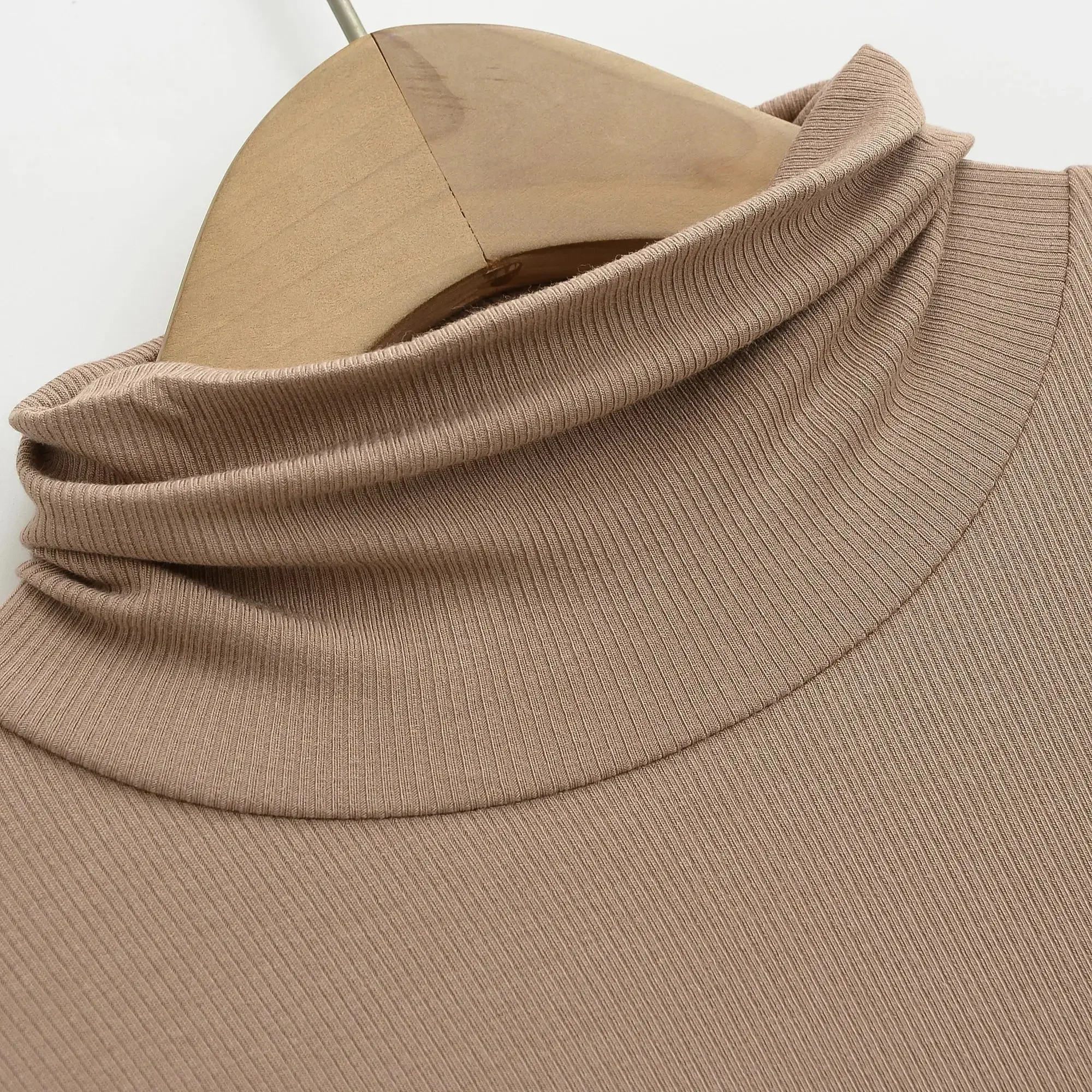 Seksowna sukienka damska z długim rękawem, dopasowana, typu rybka, z wysokim kołnierzem, dzianina prążkowana z rayonu i bawełny, elastyczna, basic, sukienka Vestido, 2025