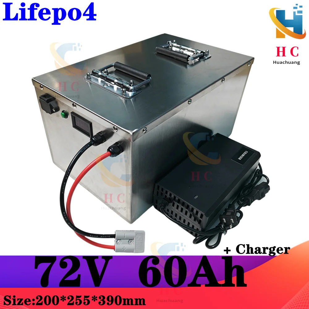 

lithium 72V 60Ah lifepo4 battery BMS 24S for 8000W 3500W bicycle bike scooter Motorbike Motorcycle + 10A charger