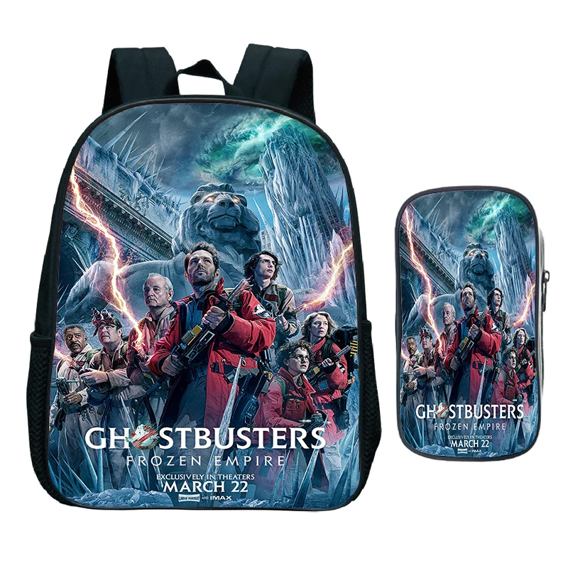 Sac à dos Ghostbusters pour enfants, sac à crayons, sac de maternelle pour enfants, sacs d'école étanches, sacs à dos College de dessins animés, jeu chaud, ensemble de 2 pièces