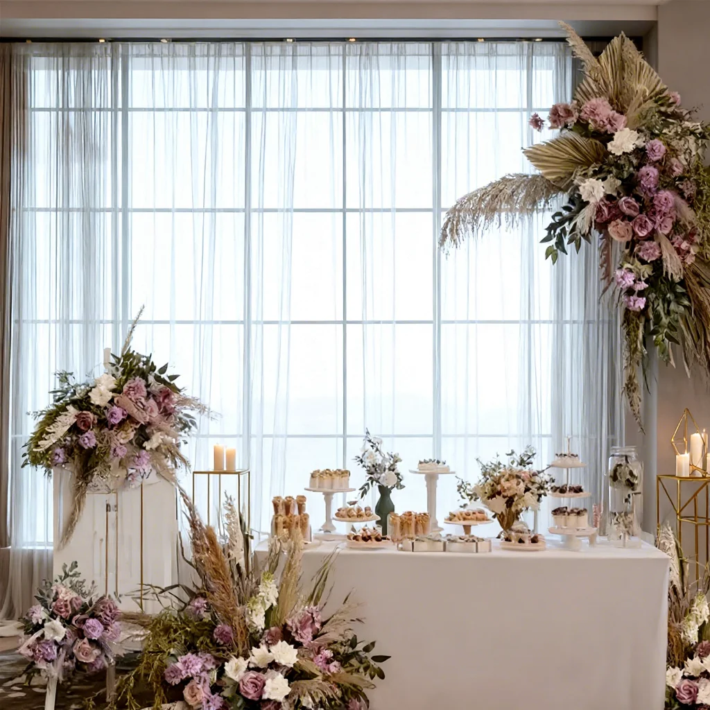 GNW Golden Yellow Eco-Friendly Adjustable Wedding Arch Silk Artificial Flower Running Set Floral Arrangement Hanging Decor