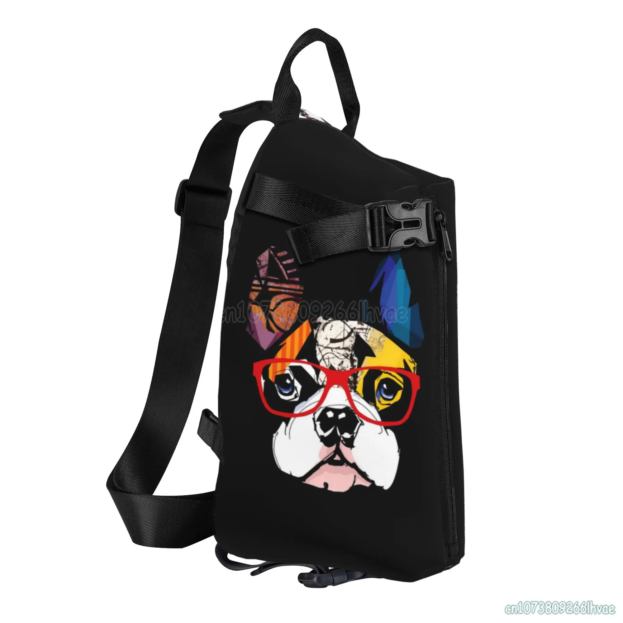 Cartoon Puppy French Bulldogs Crossbody Sling Backpack Custom Cute Dogs Shoulder Chest Bag for Traveling Sports Hiking Daypack