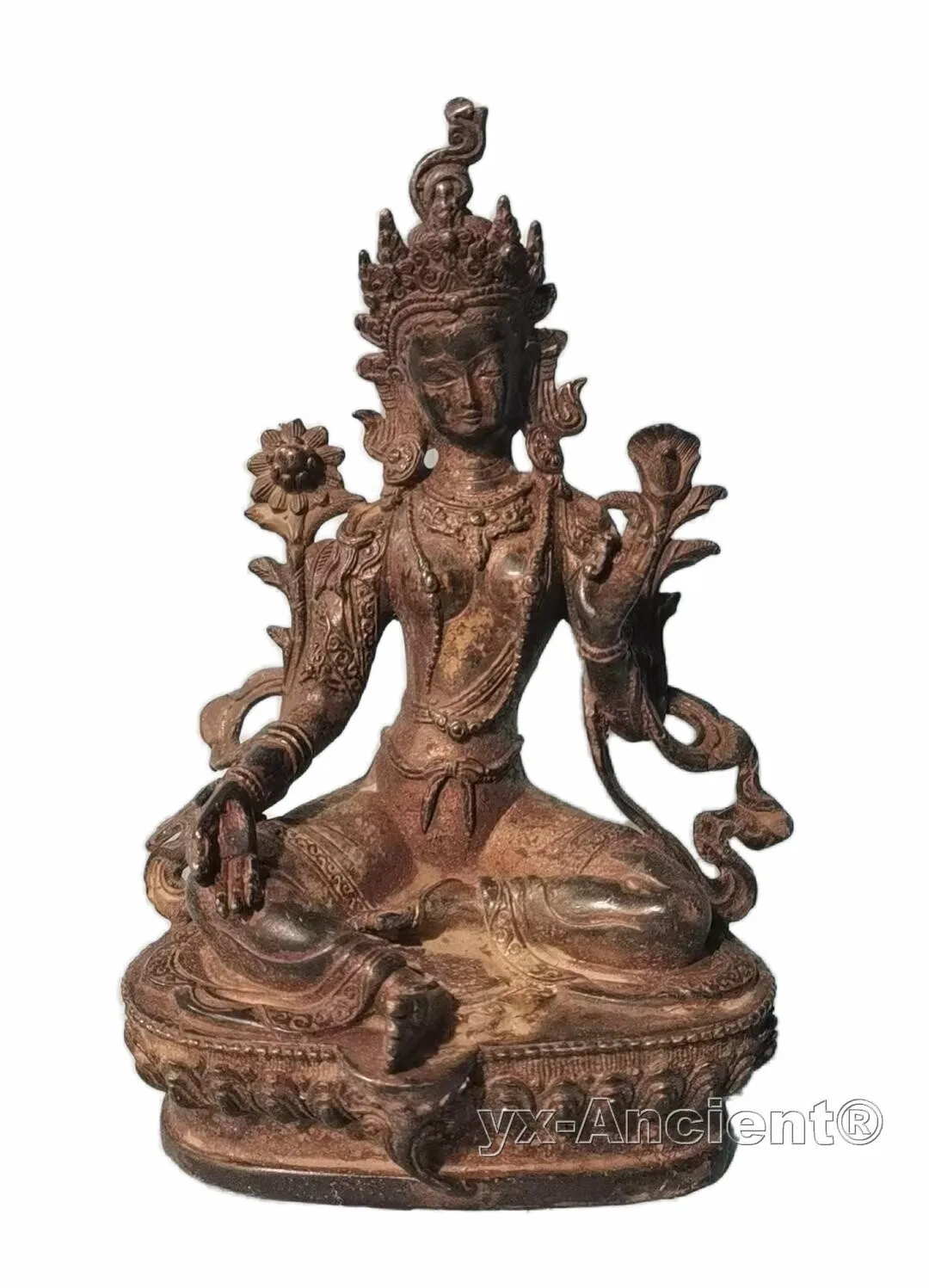 Bodhisattva Green Tara statue blessed Buddha ancient bronze Old Vajra Dharmaraja
