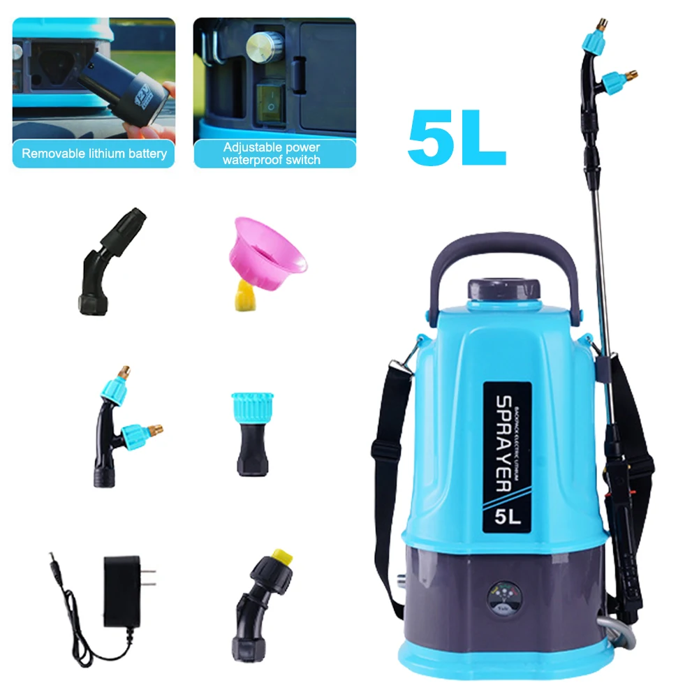 5L Electric Sprayer Rechargeable Battery Powered Sprayer with Adjustable Shoulder Strap Plant Sprayer for Lawn and Garden