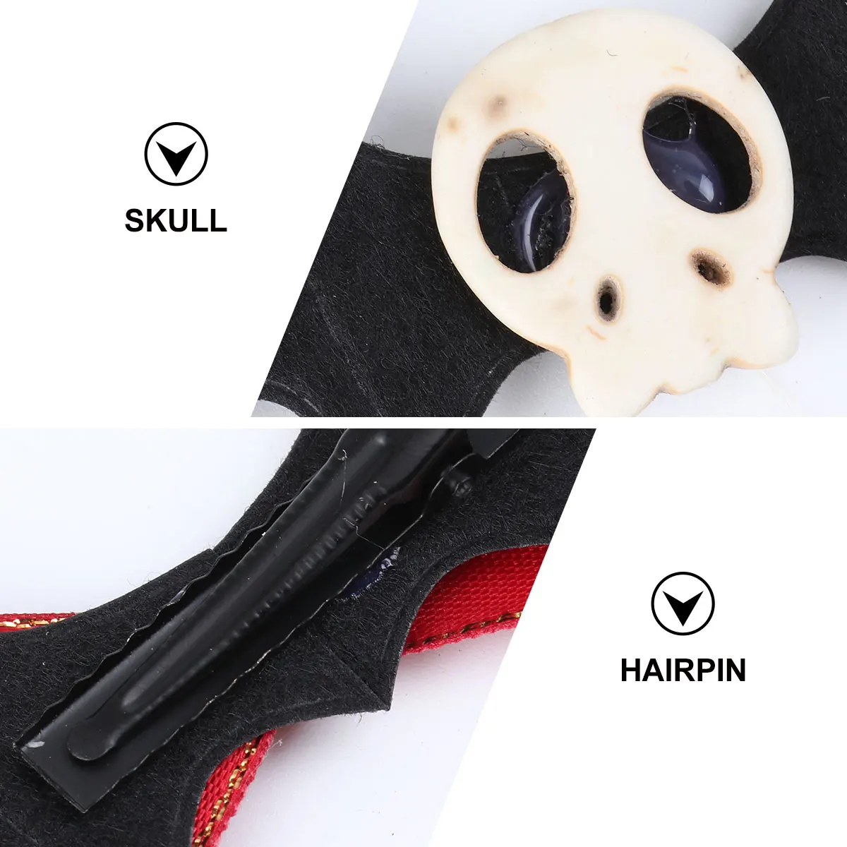 

2pcs Wing Hair Clips Plastic Resin Bobby Pins Skull Shaped Gothic Bowknot Hair Accessories Halloween Decorations Elegant