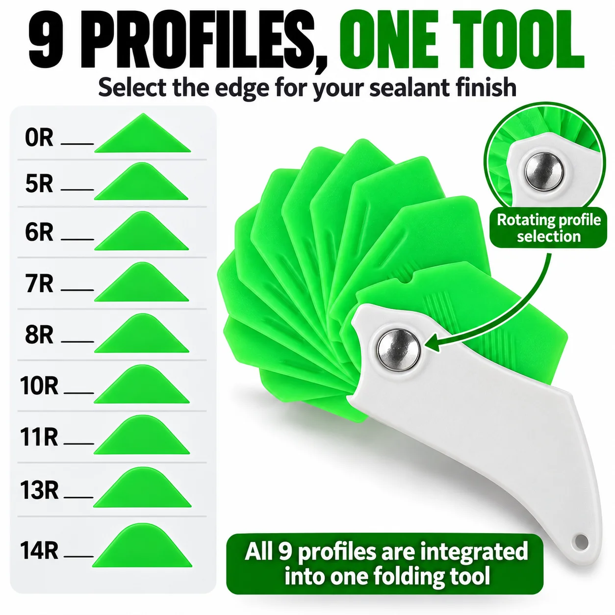 9 in 1 Silicone Caulking Tool, Sealant Spreader and Remover for Tile Window Joints, Caulk Finishing Scraper Spatula