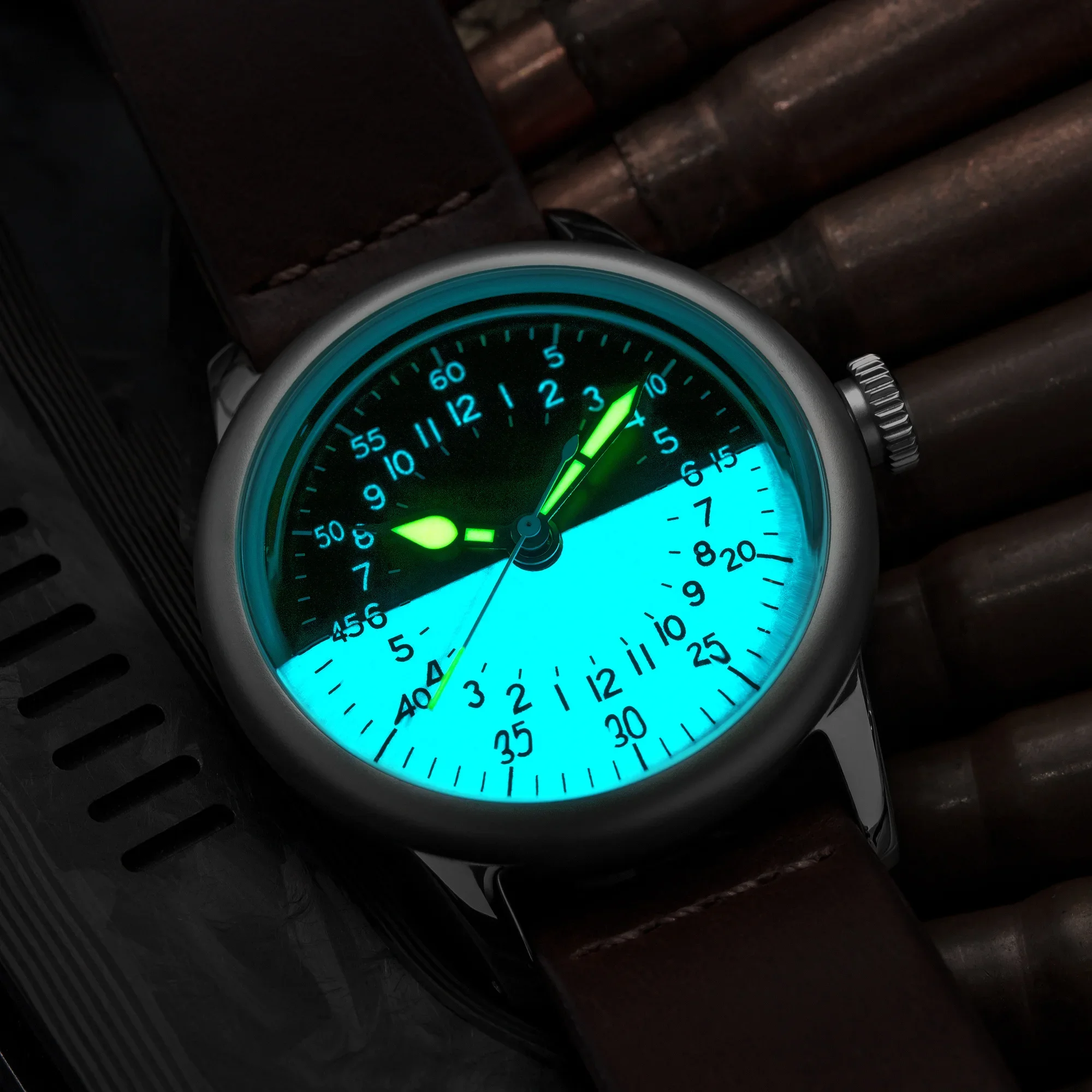 THORN-Relógio Militar Retro Masculino, 36mm de Diâmetro, Disco 24 Horas, Segunda Guerra Mundial, Movimento NH34A, Automático Mecânico, Navio