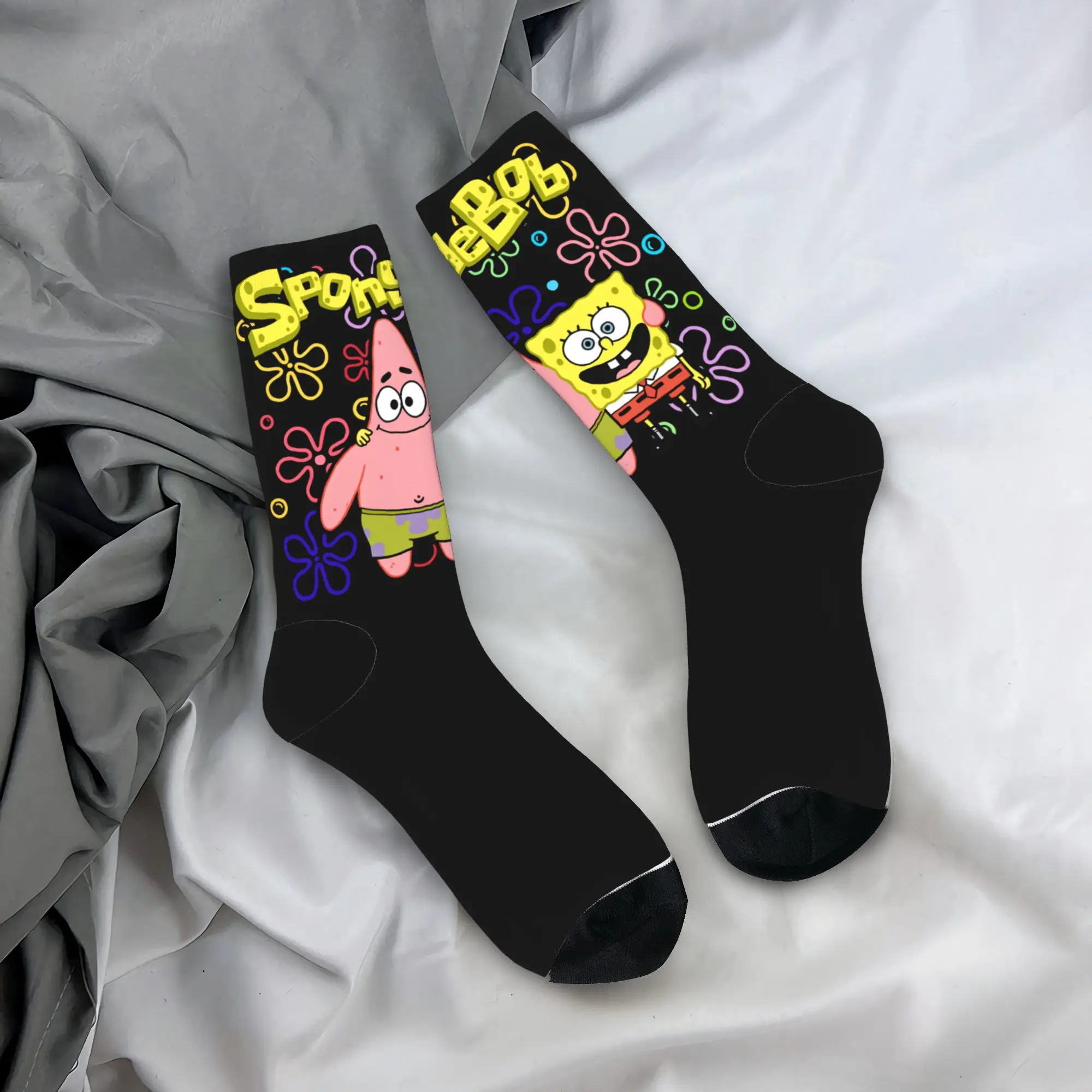 Women Men Socks Spongebobs  Stockings Autumn Funny Comfortable Socks Design Running Sports Non Slip Socks
