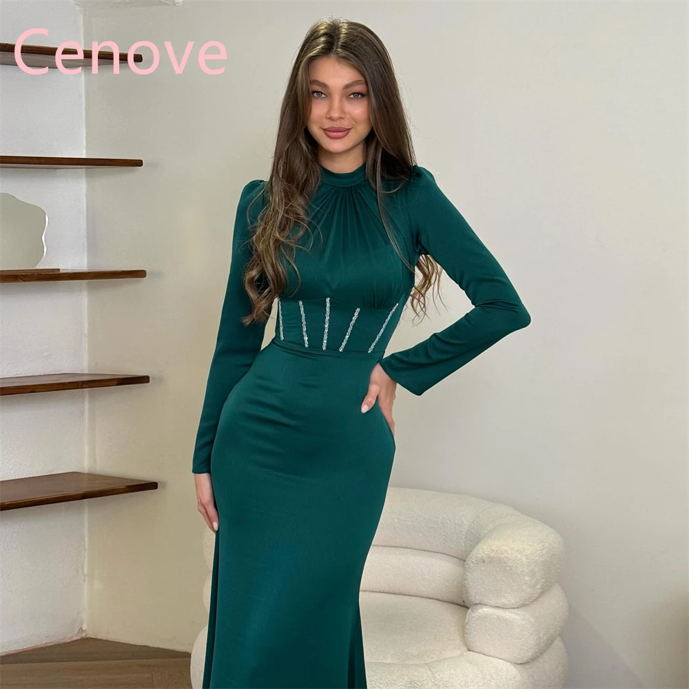 

Cenove 2024 Arab Dubai O Neckline Prom Dress Full Sleeves With Ankle Length Evening Fashion Elegant Party Dress For Women