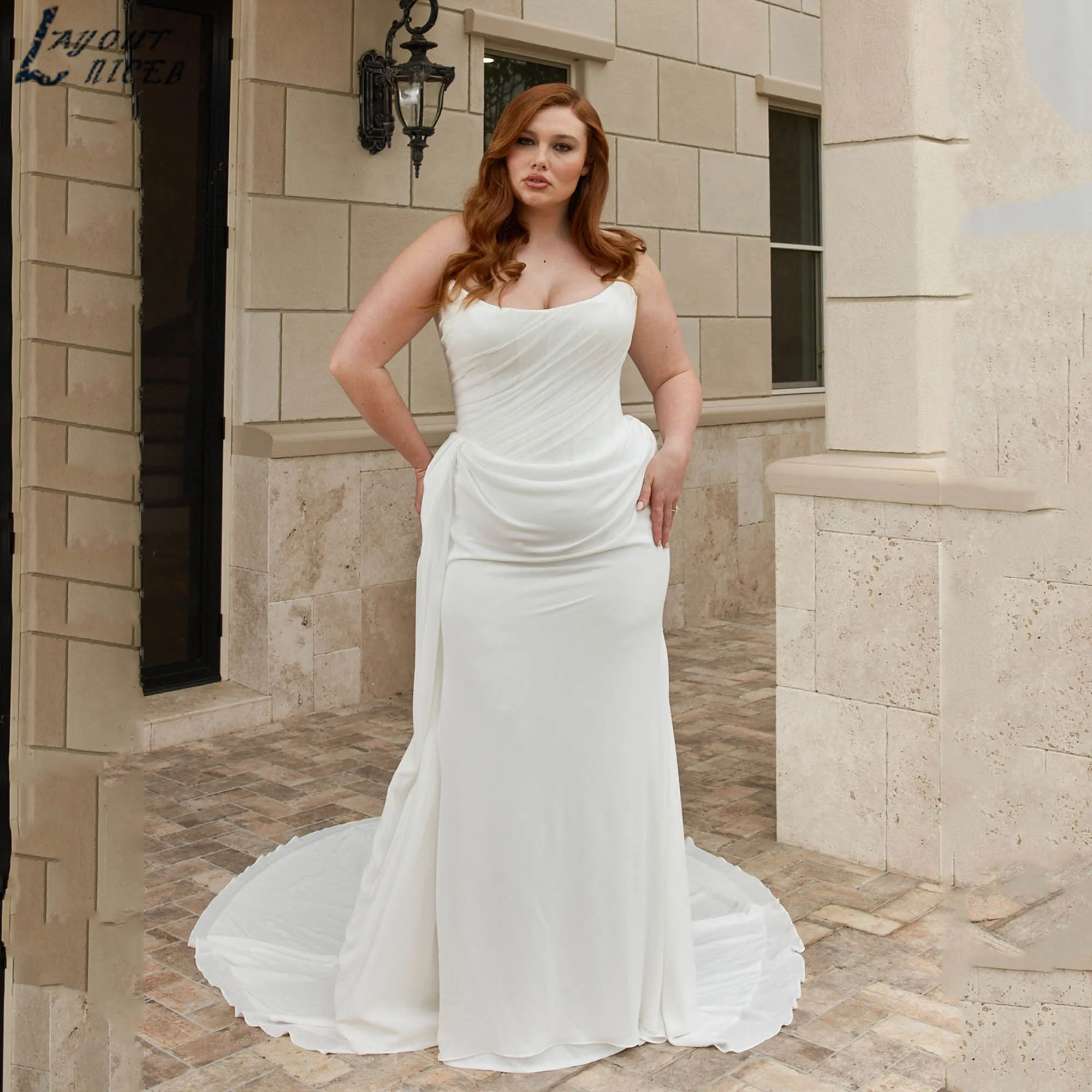 Minimalist Dress For Brides Chiffon Strapless Backless Lace Up Wedding Gowns Elegant Mermaid Plus Size robe de mariée Customized