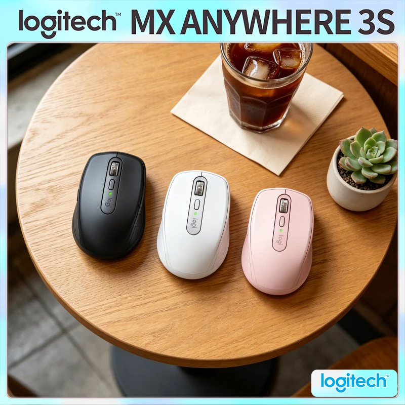 Logitech MX Anywhere 3S ergonomic pocket productivity mouse glass tracking programmable keys adjustable dpi for remote travel