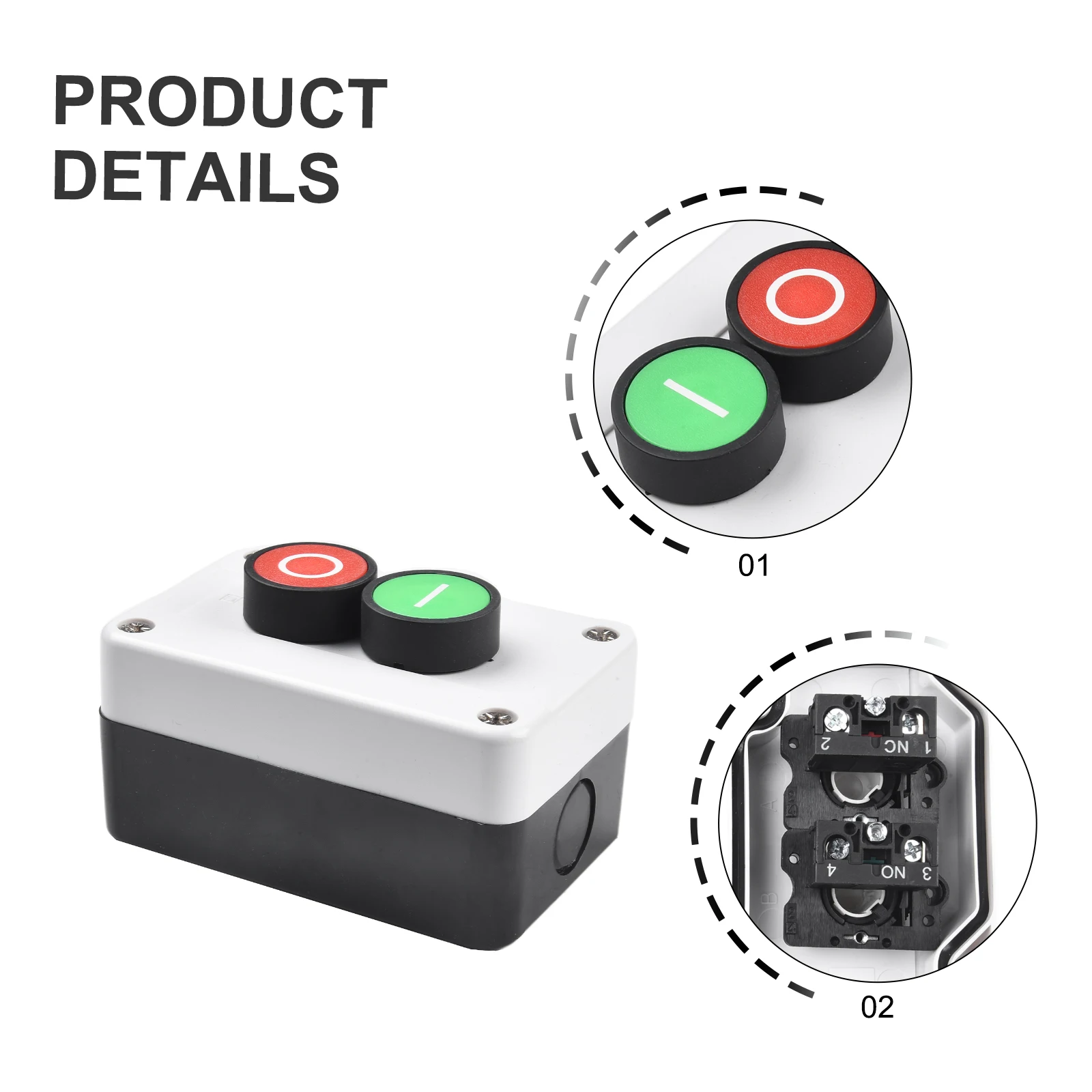 Push Button Station Switch With Box Momentary For Reset 2 Positions Remote Motor Control IP67 Waterproof Electrical Outlet Parts