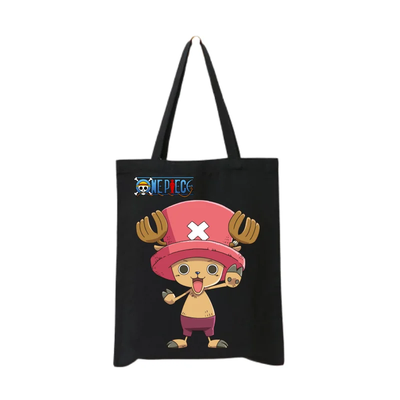 One Piece Canvas Handbag Luffy Cartoon Graphic Print Large Capacity Fashion Shoulder Bags Portable Eco Shopping Bag Tote Bag view 6