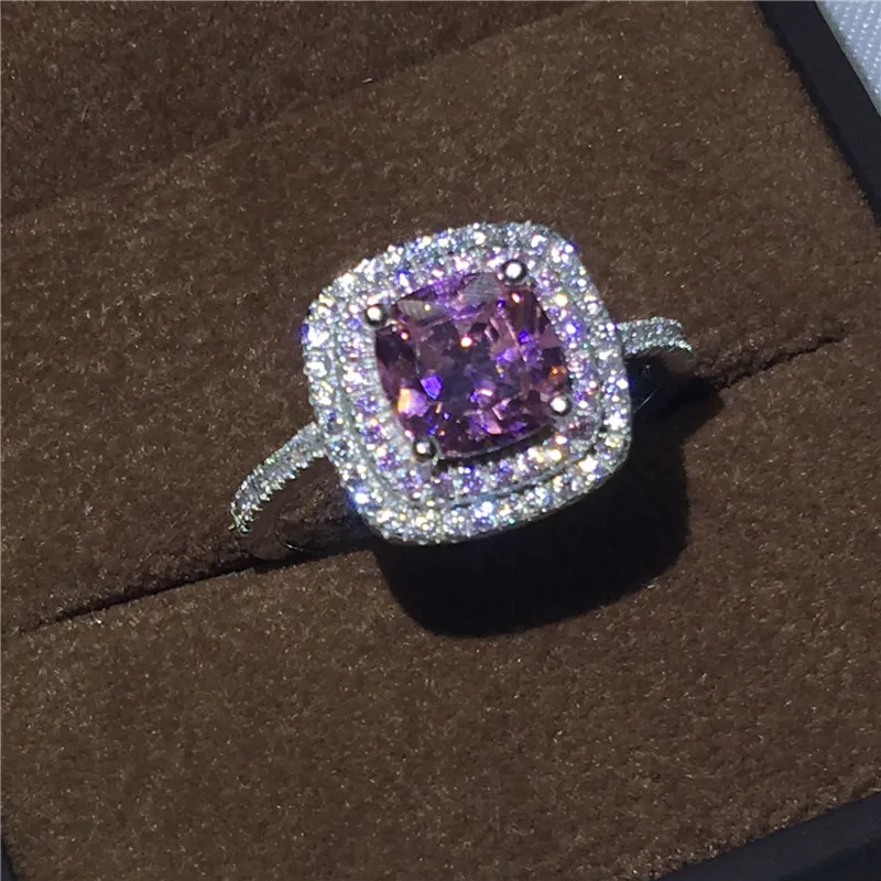 Valuable Lab Pink Diamond Ring 100% Real 925 Sterling Silver Party Wedding Band Rings for Women Bridal Engagement Jewelry Gift