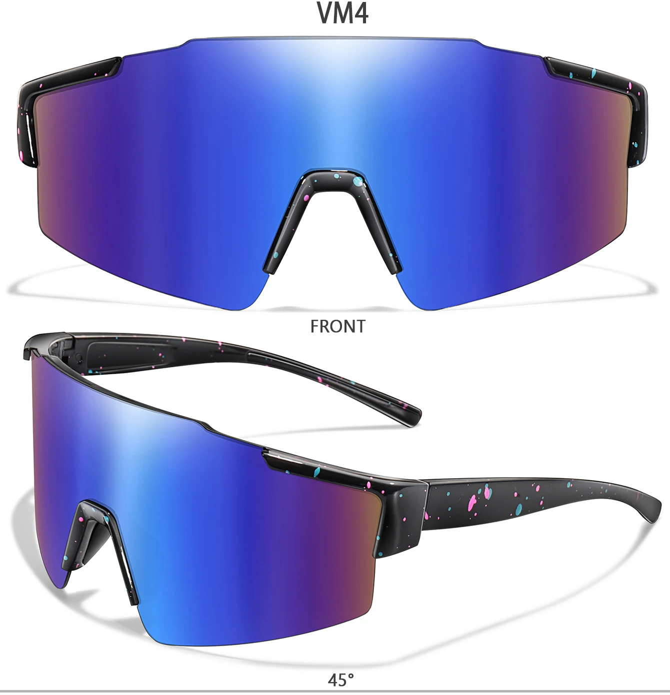 LOISRUBY UV400 winddichte Sport-Sonnenbrille, große Linse, Fahrradbrille, Fahrradbrille für Männer und Frauen, MTB-Fahrradbrille – Detail 7