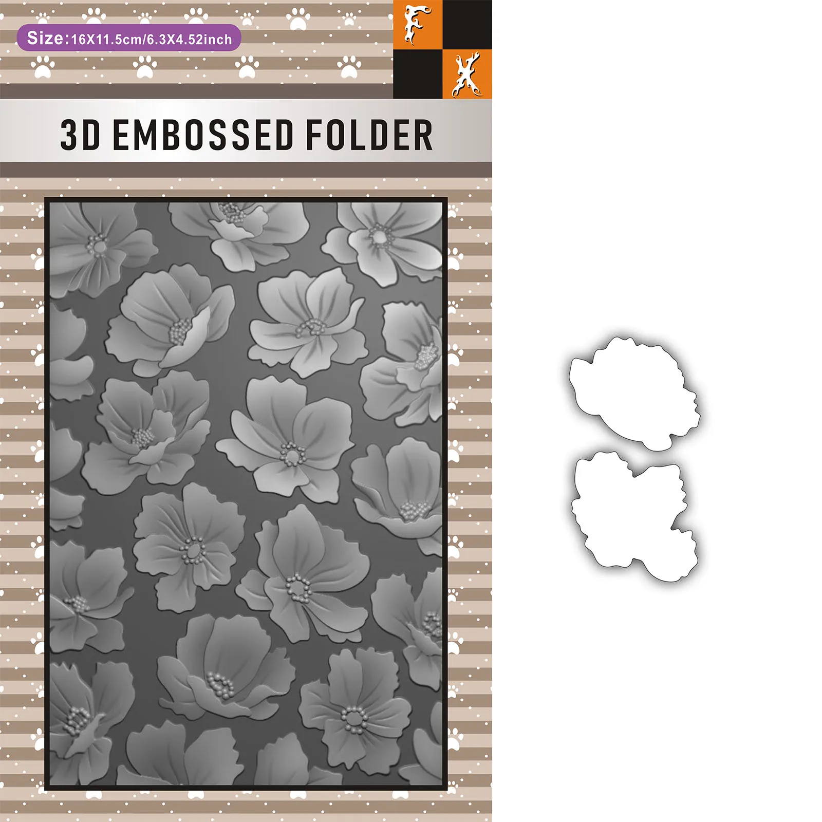 2-teiliges Set silberner, mit Lotusmotiven 3D-geprägter Ordner, kombiniert mit Metall-Stanzformen, geeignet für Karten, Scrapbooks, Geschenkverpackungen.